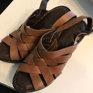 Born brown leather wedges